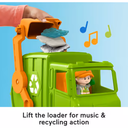 Fisher-Price Little People Musical Toddler Toy Recycling Truck Garbage Vehicle with Figure for Pretend Play Ages 1+ Years
