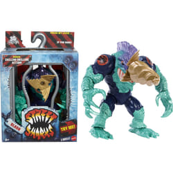 Mattel Street Sharks Slash Action Figure Toy  90s TV Half-Man Villain  6-Inch Articulated Nostalgia Toy with Real-Like Skin  Bite & Drill Ac