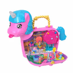 Polly Pocket Unicorn Partyland Playset with 2 Micro Dolls, Pets & 25+ Surprise Accessories, Birthday Celebration with Hot Air Balloon Ride - Additional view 7