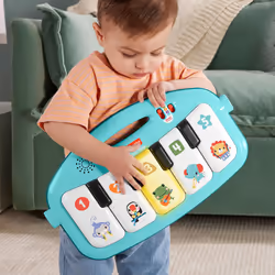Baby Activity Mat Glow and Grow Kick & Play Piano Gym, Portable Musical Toy with Smart Stages Learning, Ages 0+ Months, Blue, Queens English Version,