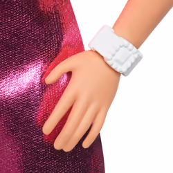 Barbie Fashionistas Doll #230 with Blond Hair  Wearing Metallic Pink Minidress with Heart Cut-Out  White Bracelet and Heels - Additional view 4
