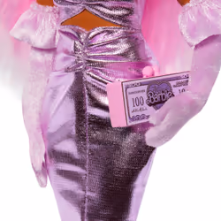 Barbie Deluxe Style Doll #1 in Glossy Pink Barbiecore Dress with Velvet Gloves, Pink Hair - Additional view 4