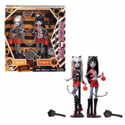 Monster High Boo-riginal Creeproduction Meowlody and Purrsephone Dolls with Diary and Doll Stands, Fashion doll, Female, 6 yr ...