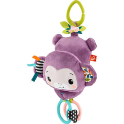 Baby Stroller Toy Sing & Go Purple Monkey Musical Sensory Plush with Crinkle & Clackers for Newborns from Birth+, JBG94