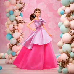 Barbie Signature Birthday Wishes Doll  Collectible Fashion Doll in Satiny  Pink Dress with Wavy Brown Hair