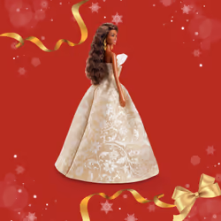 Barbie Signature 2025 Holiday Fashion Doll, Seasonal Collector, Black Hair with Silver & Gold Gown - Additional view 5