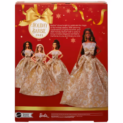 Barbie Signature 2025 Holiday Fashion Doll, Seasonal Collector, Black Hair with Silver & Gold Gown - Additional view 6