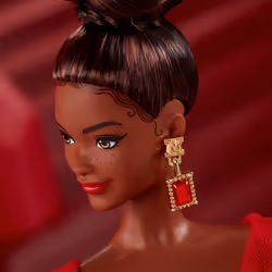 Barbie Signature Collectible Doll for Mattel 80th Anniversary, Glittery Red Tulle Gown, Brunette - Additional view 4