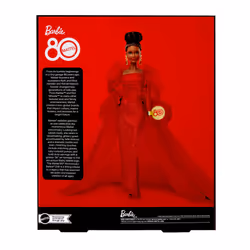 Barbie Signature Collectible Doll for Mattel 80th Anniversary, Glittery Red Tulle Gown, Brunette - Additional view 6