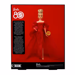Barbie Signature Collectible Doll for Mattel 80th Anniversary, Glittery Red Tulle Gown, Blonde Hair - Additional view 6