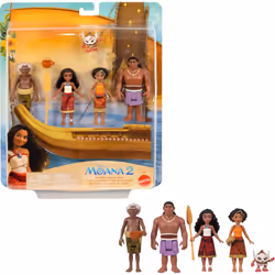 Mattel Disney Moana 2 Toys  Moanas Canoe Crew Playset with 5 Small Dolls in Signature Outfits & 3 Accessories  Inspired by Th ...