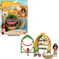 Mattel Disney Moana 2 Toys  Moana & Simea Village Home Playset with 2 Small Dolls  Pua Figure & 15 Accessories