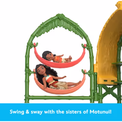 Mattel Disney Moana 2 Toys  Moana & Simea Village Home Playset with 2 Small Dolls  Pua Figure & 15 Accessories