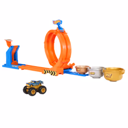 Hot Wheels Monster Trucks Loop-And-Flip Trophy Challenge Playset & Die-Cast Bigfoot Toy Truck