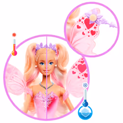 Barbie Fantasy Fairy Doll with Color-Change Wings and Outfit, Includes Toy Wand with Sponge & Fashion Accessories