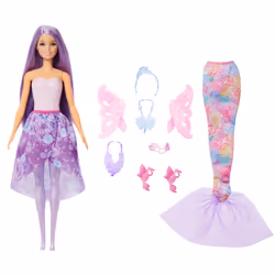 Barbie Doll Fantasy Fashion Pack with Accessories Including Mermaid Tail, Fairy Wings, & Necklaces - Additional view 4