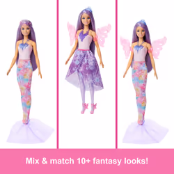 Barbie Doll Fantasy Fashion Pack with Accessories Including Mermaid Tail, Fairy Wings, & Necklaces - Additional view 6