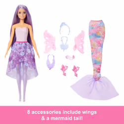 Barbie Doll Fantasy Fashion Pack with Accessories Including Mermaid Tail, Fairy Wings, & Necklaces - Additional view 7