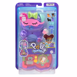 Polly Pocket Sleepover Puppy Compact Playset with 1 Micro Doll and Pet Dogs, Travel Toy with Food & Styling Accessories - Additional view 6