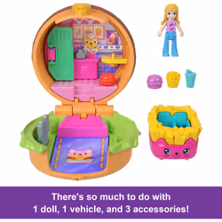 Polly Pocket Micro Dolls & Compacts with Toy Cars  Food Theme Vehicle Collection  Tiny Take Out Reveal Assortment with Surprises - Additional view 4