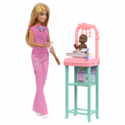 Barbie Baby Doctor Doll with Blonde Fashion Doll, 1 Baby Doll, Furniture & Accessories, Fashion doll, Female, 3 yr(s), Girl, ...