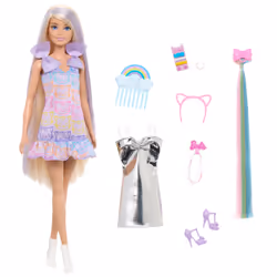 Barbie Fun & Fancy Doll & Accessories, Blonde Fashion Doll with Extra-Long Hair & 2 Looks - Additional view 5