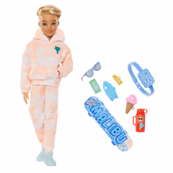 Barbie Dream Besties Ken Fashion Doll with 9 Summer & Skateboard Themed Accessories