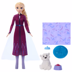 Disney Frozen Elsa Fashion Doll & Polar Bear Cub Figure with 4 Nurturing Accessories, Fashion doll, Female, 3 yr(s), Multicol ...