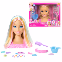 Barbie Doll Styling Head, Blonde Hair with 20+ Hair Styling Accessories, Makeup/Styling doll head, Female, 3 yr(s), Girl, Mul ...