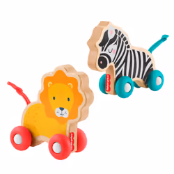 Fisher-Price Wooden Push-Along Animals, 6 month(s), 4 wheel(s), Multicolour
