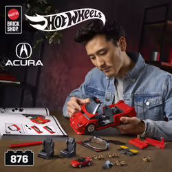 Mattel Brick Shop Hot Wheels ’90 Acura NSX Building Toy (876 Pieces), for Collectors - Additional view 8