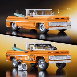 Mattel Brick Shop Hot Wheels Custom ’62 Chevy Pickup Building Toy Kit (858 Pieces), for Collectors