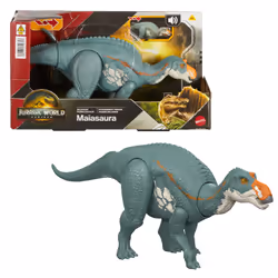 Mattel Jurassic World Rebirth Wild Roar Maiasaura Dinosaur Toy, Tail Controlled Attack Chomp & Sound