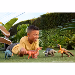 Mattel Jurassic World Rebirth Wild Roar Nasutoceratops Dinosaur Toy, Tail Controlled Attack Chomp & Sound