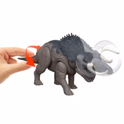 Mattel Jurassic World Rebirth Wild Roar Nasutoceratops Dinosaur Toy, Tail Controlled Attack Chomp & Sound - Additional view 4
