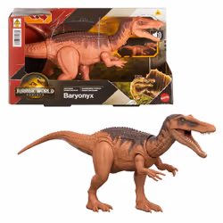 Mattel Jurassic World Rebirth Wild Roar Baryonyx Dinosaur Toy, Tail Controlled Attack Chomp & Sound