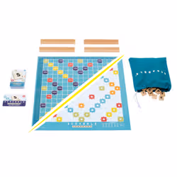 Games Scrabble Board Game Family Word Game with Wood Tiles and Racks and Two Ways to Play for 2-4 Players - Additional view 5
