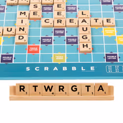 Games Scrabble Board Game Family Word Game with Wood Tiles and Racks and Two Ways to Play for 2-4 Players - Additional view 6