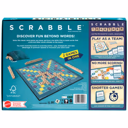 Games Scrabble Board Game Family Word Game with Wood Tiles and Racks and Two Ways to Play for 2-4 Players - Additional view 8
