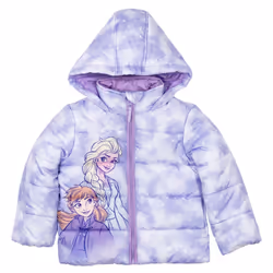 Disney Frozen Princess Anna Elsa Toddler Girls Zip Up Coat Puffer Jack