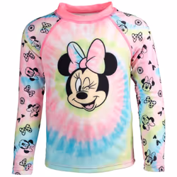 Disney Minnie Mouse Little Girls Rash Guard and Swim Shorts Set Pink 6