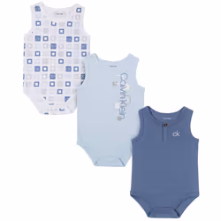 Calvin Klein Boys' 3 Pieces Pack Bodysuit Ventana Blue/Silver Sand 1