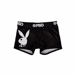 Playboy 835857-2xlarge Playboy Bunny Mascot Microfiber Blend Womens PSD Boy Shorts Underwear, Black & White - 2XL