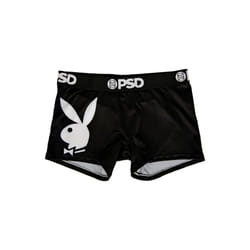 Playboy 835857-2xlarge Playboy Bunny Mascot Microfiber Blend Womens PSD Boy Shorts Underwear, Black & White - 2XL