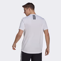 adidas Men's Primeblue Designed 2 Move 3-Stripes Tee  White/Black  XX-