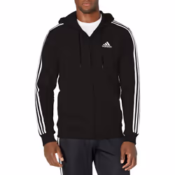 adidas Men's Essentials Fleece 3-Stripes Full-Zip Hoodie Black Mediu