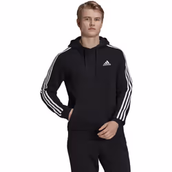 adidas Men's Standard Essentials Fleece 3-Stripes Hoodie  Black/White