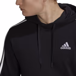 adidas Men's Standard Essentials Fleece 3-Stripes Hoodie  Black/White