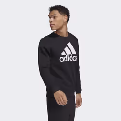 adidas Mens Fleece Sweatshirt  BlackWhite  Large