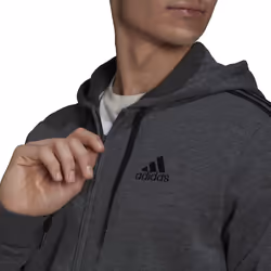 adidas Men's Essentials Fleece 3-Stripes Full-Zip Hoodie  Dark Grey He